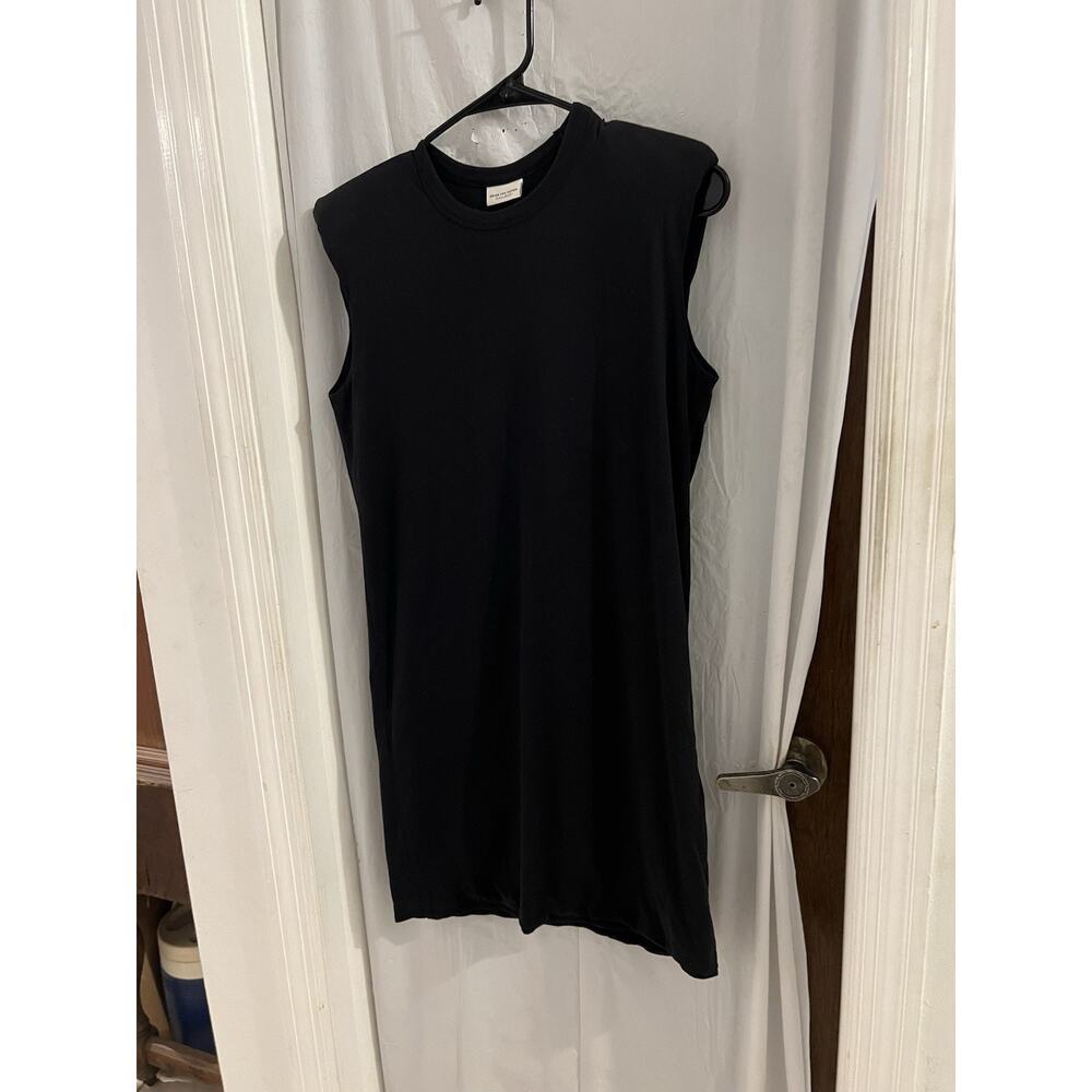 dries van noten Black T Shirt Mini Dress Sz Xs Shoulder Pads